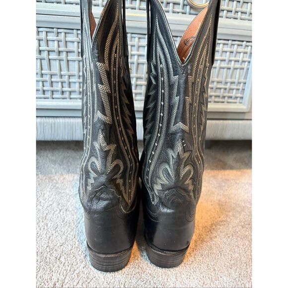 LUCCHESE 2000 Mens Black Italian Kangaroo Western Boots T3010 J4 Sz 8.5EE, $595 - Picture 6 of 10